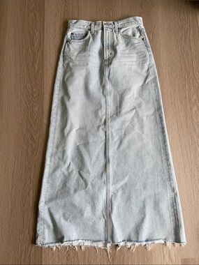 Agolde Hilla Light Blue Denim Maxi Skirt — High-Rise A-Line